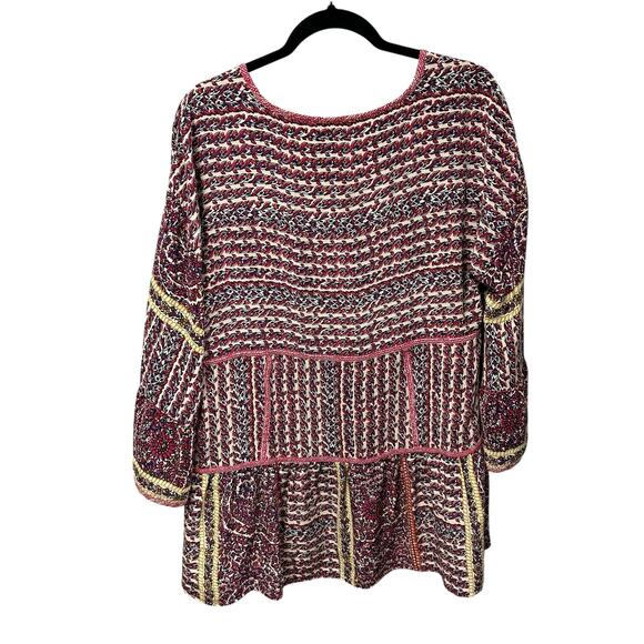 Maeve by Anthropologie Lilyana Tiered Silk 3/4 Sleeve Tunic Blouse Womens Large - Picture 7 of 7